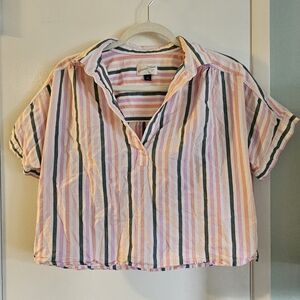 Universal Thread Pink and White Striped Button Down Shirt